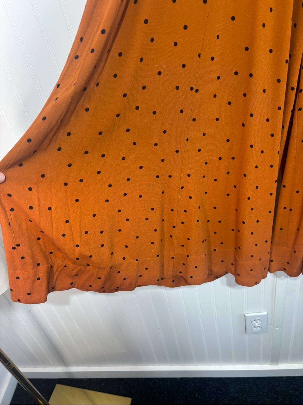 Free People Rust Orange Polka-Dot Spaghetti-Strap Wide-Leg Jumpsuit - Picture 13 of 16